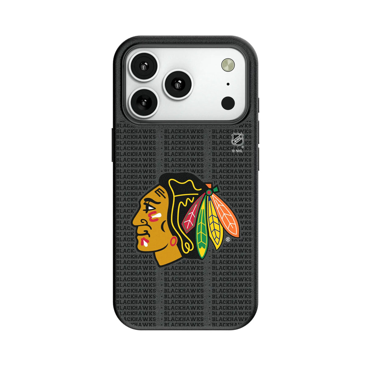 Chicago Blackhawks Text Backdrop MagSafe Compatible Phone Case for Apple iPhone 10