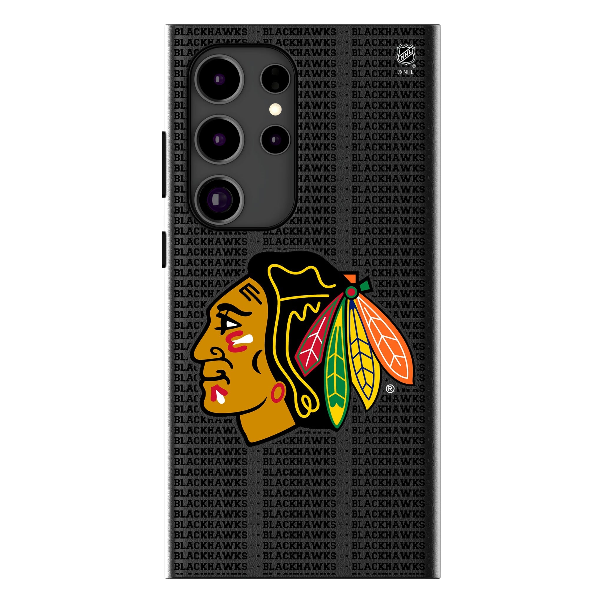 Chicago Blackhawks Text Backdrop MagSafe Compatible Phone Case for Samsung Galaxy 18