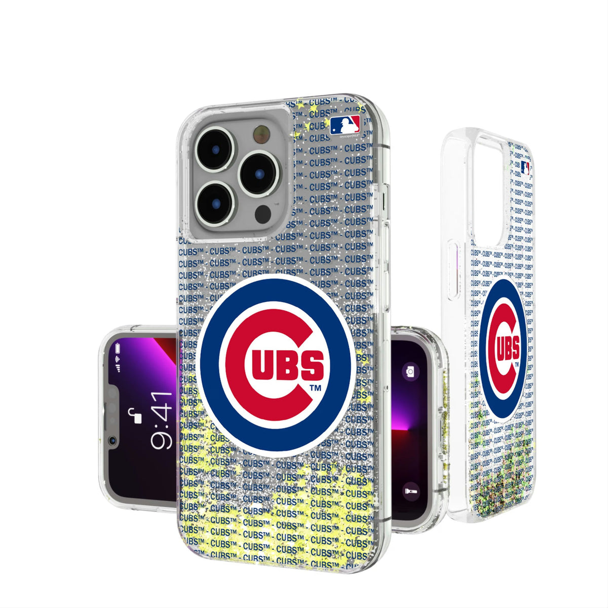 Chicago Cubs Text Backdrop Glitter Phone Case 15