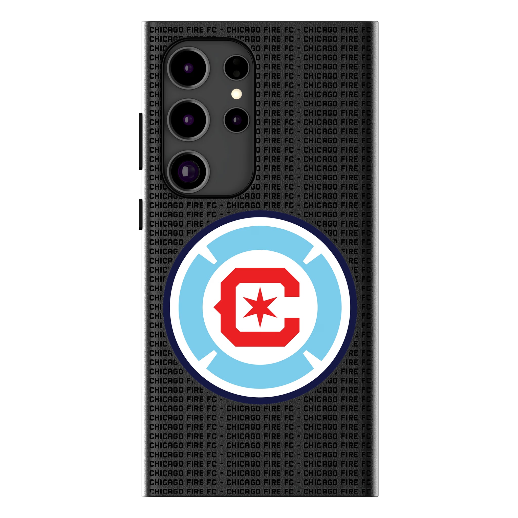 Chicago Fire Text Backdrop MagSafe Compatible Phone Case for Samsung Galaxy 12