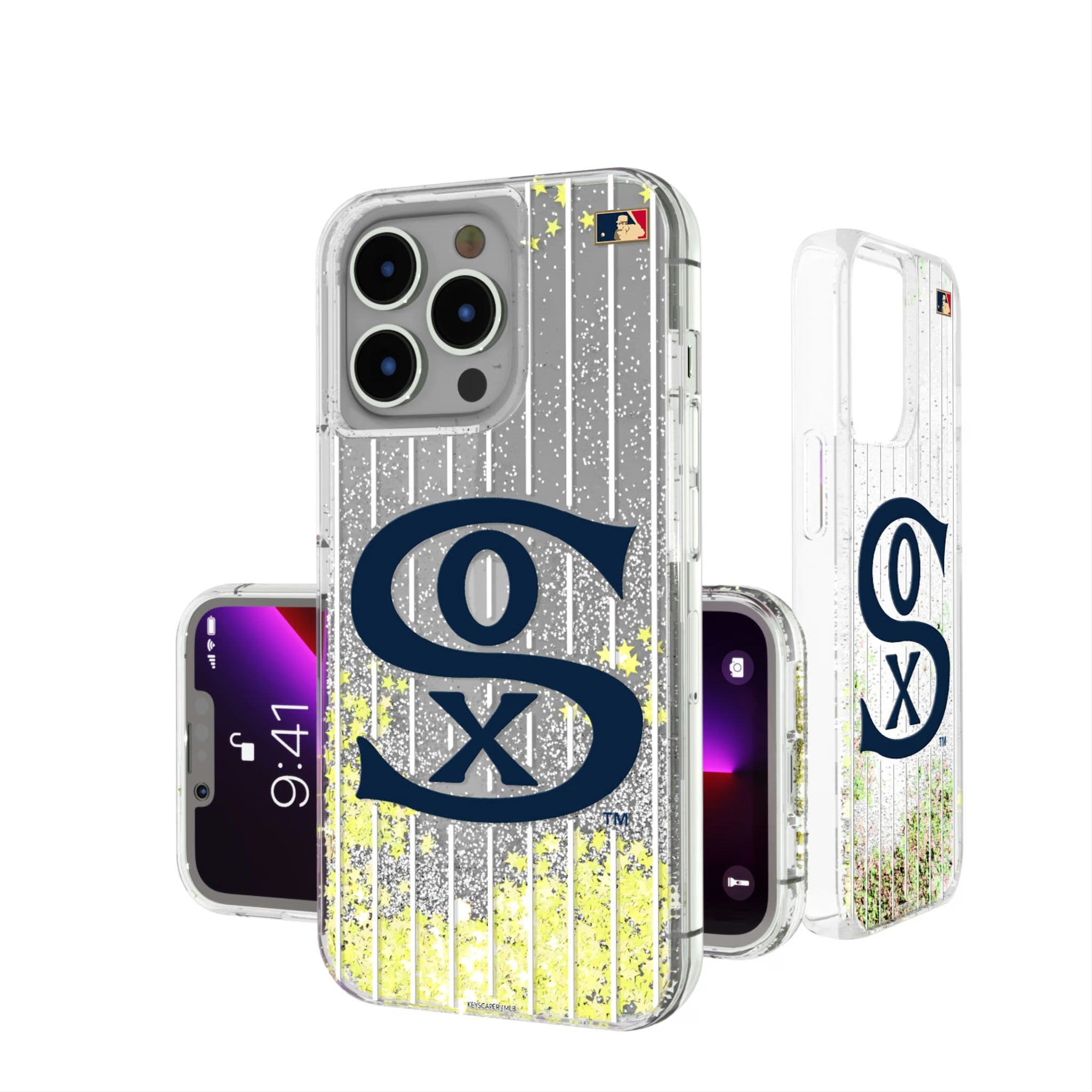 Chicago White Sox Road 1919-1921 - Cooperstown Collection Pinstripe Glitter Phone Case 10