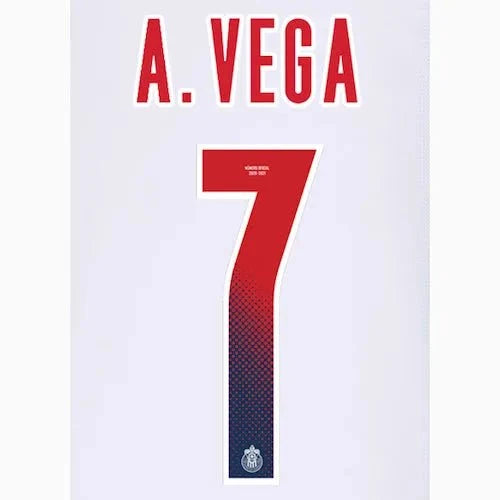 Chivas 2020/21 Away A. Vega #7 Jersey Name Set 1