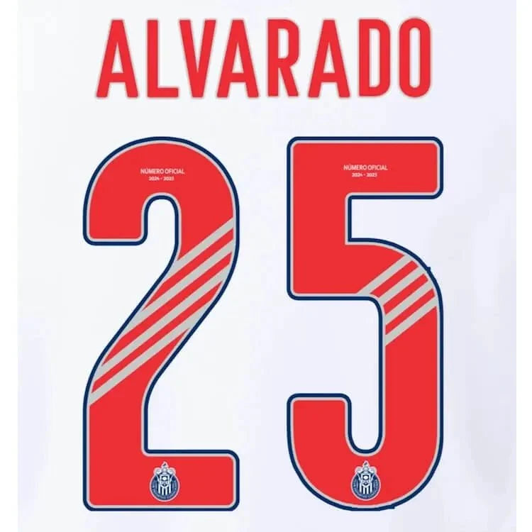Chivas 2024-25 Away ALVARADO #25 Official Name Set 1