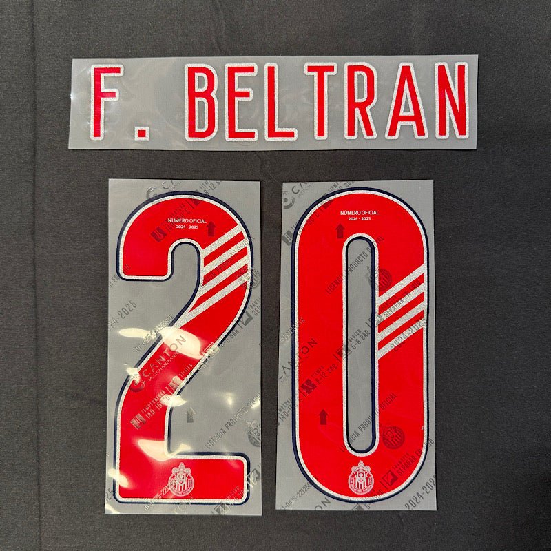 Chivas 2024-25 Away F. BELTRAN #20 Official Name Set 1