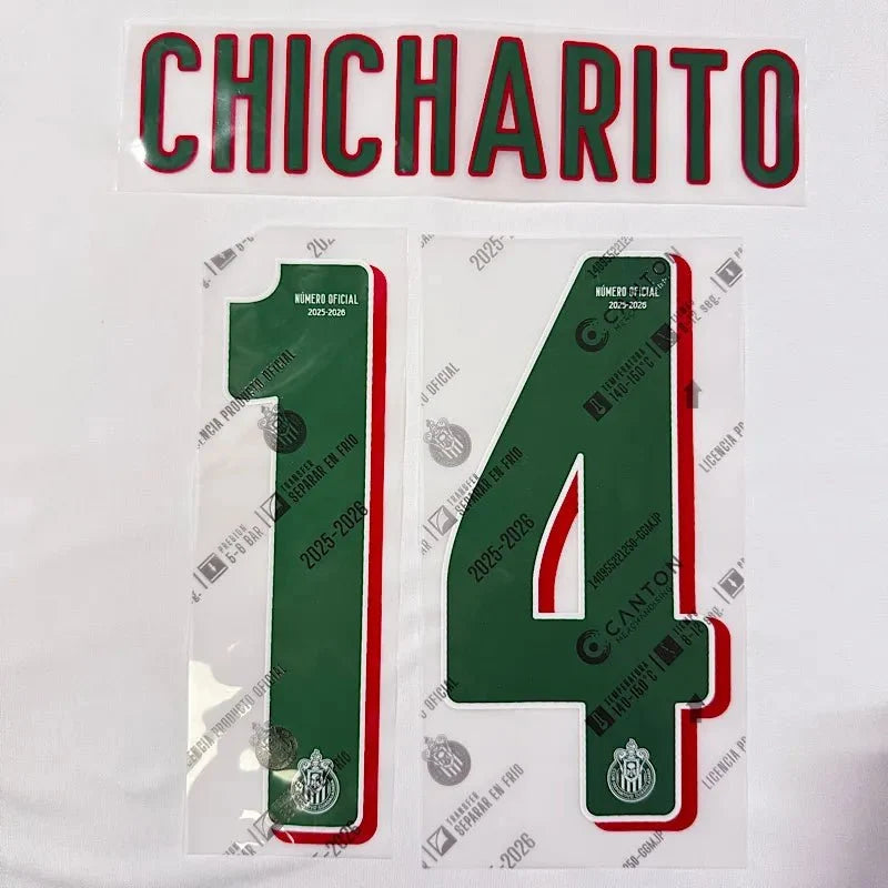 Chivas 2025/26 Away CHICHARITO #14 Official Name Set 1