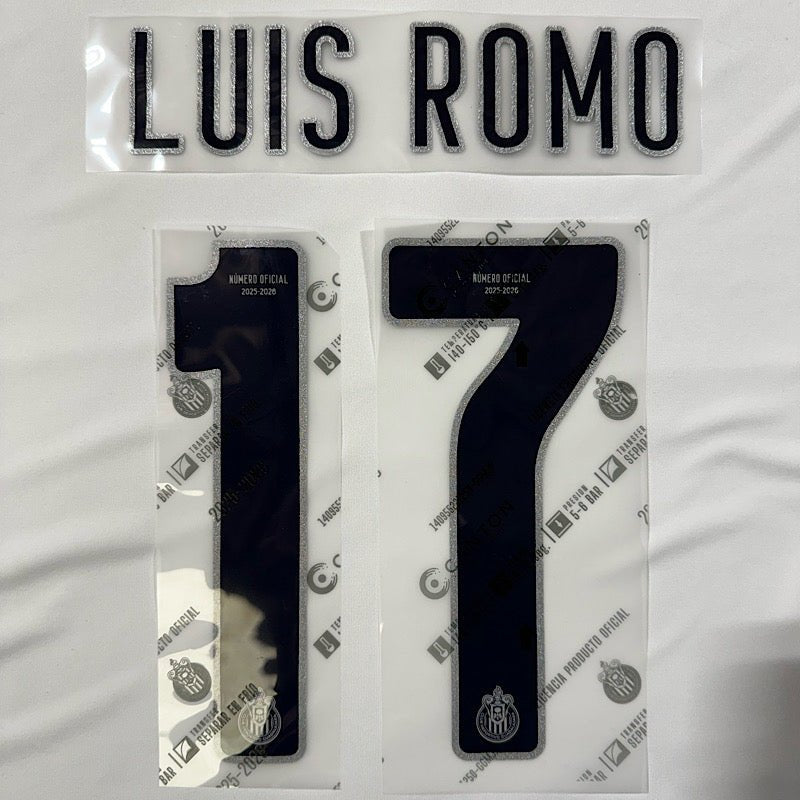 Chivas 2025/26 Home LUIS ROMO #17 Official Name Set 1
