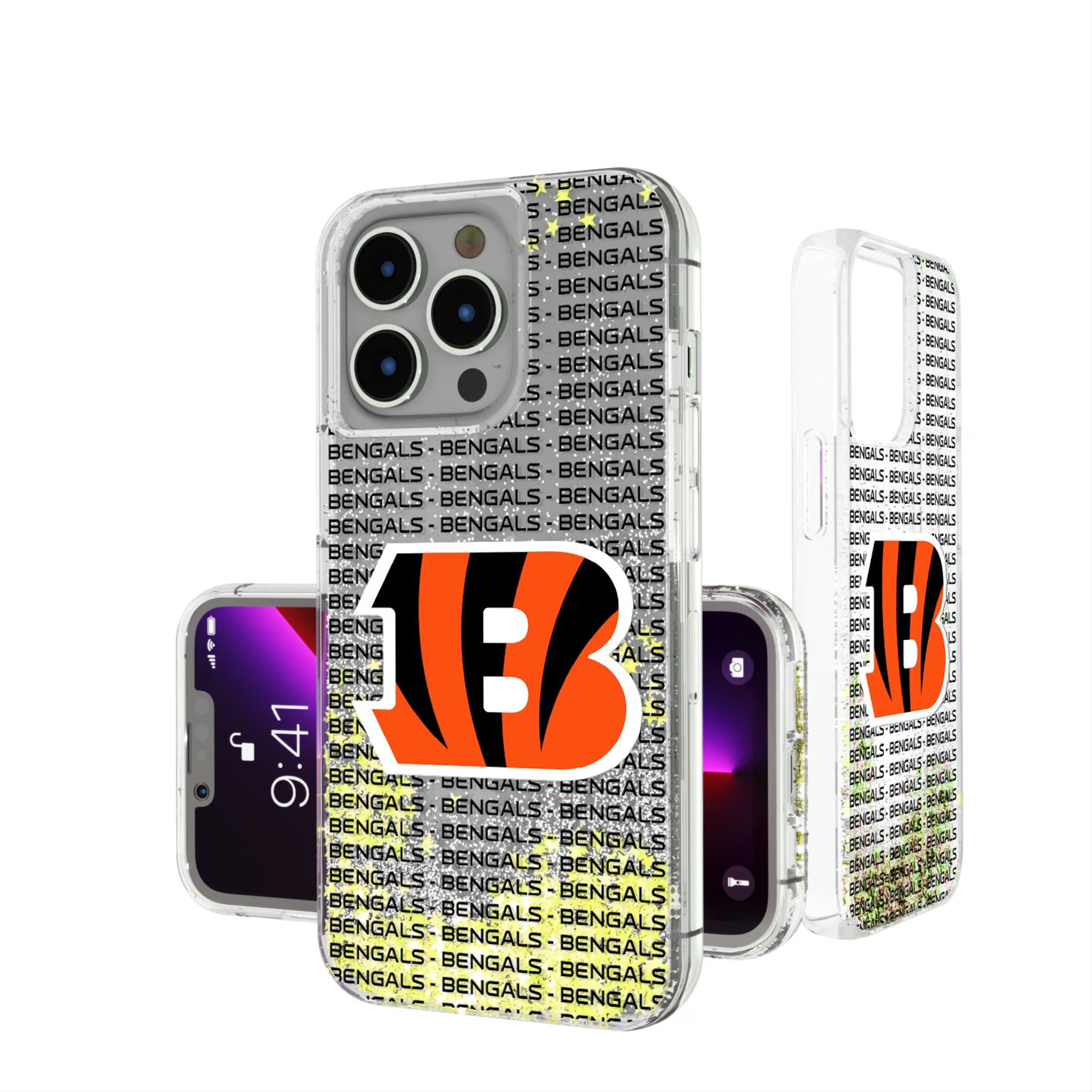 Cincinnati Bengals Text Backdrop Glitter Phone Case 8