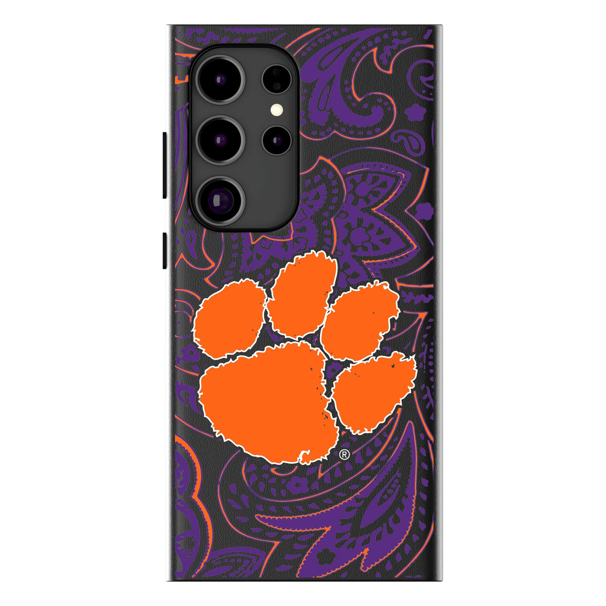Clemson University Tigers Paisley MagSafe Compatible Phone Case for Samsung Galaxy 18