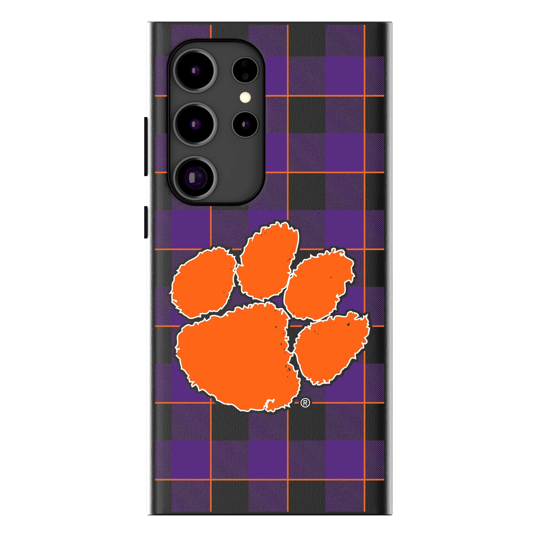 Clemson University Tigers Plaid MagSafe Compatible Phone Case for Samsung Galaxy 12