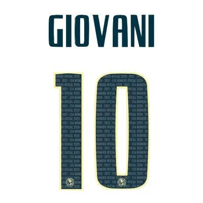 Club America 2020/21 Away Giovani #10 Jersey Name Set 1