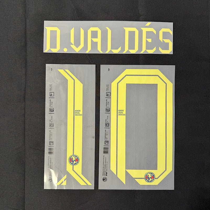 Club America 2024-25 Away D. VALDES #10 Official Name Set 1