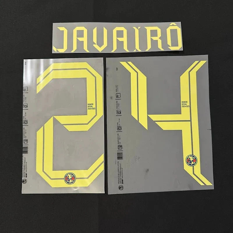 Club America 2024-25 Away JAVAIRO #24 Official Name Set 1