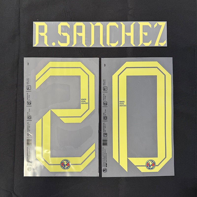 Club America 2024-25 Away R. SANCHEZ #20 Official Name Set 1