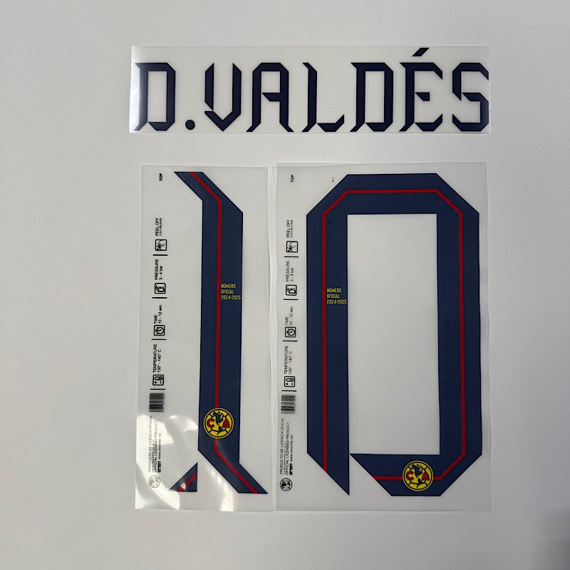 Club America 2024-25 Home D. VALDES #10 Official Name Set 1