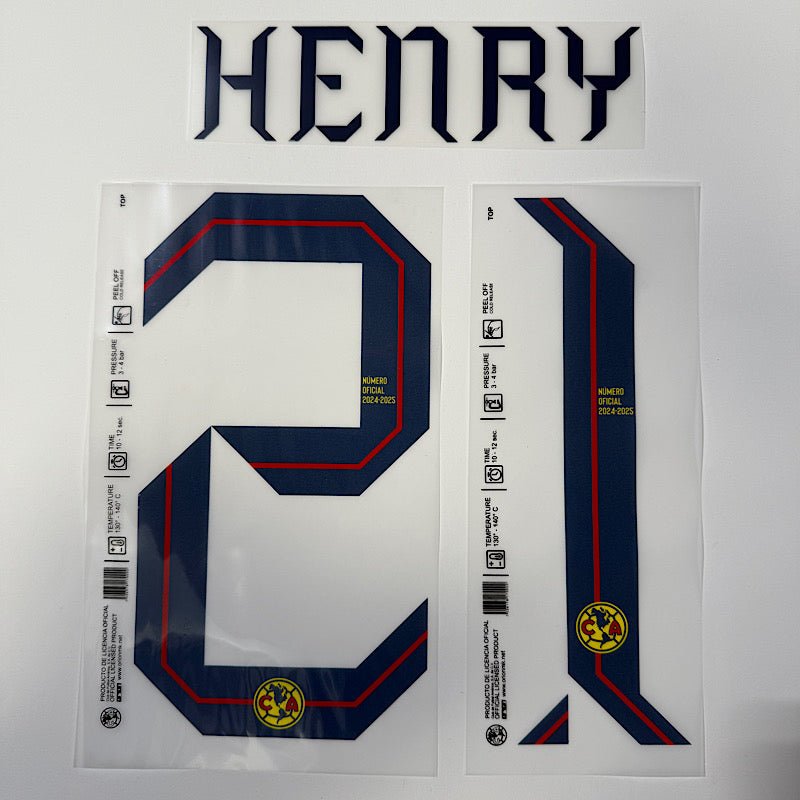 Club America 2024-25 Home HENRY #21 Official Name Set 1