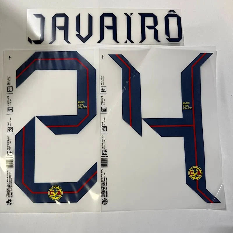 Club America 2024-25 Home JAVAIRO #24 Official Name Set 1
