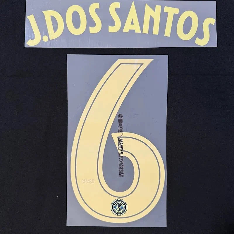 Club America 2025-26 Away J. DOS SANTOS #6 Official Name Set 1