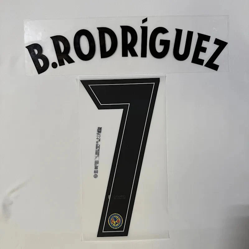 Club America 2025-26 Home B. RODRIGUEZ #7 Official Name Set 1