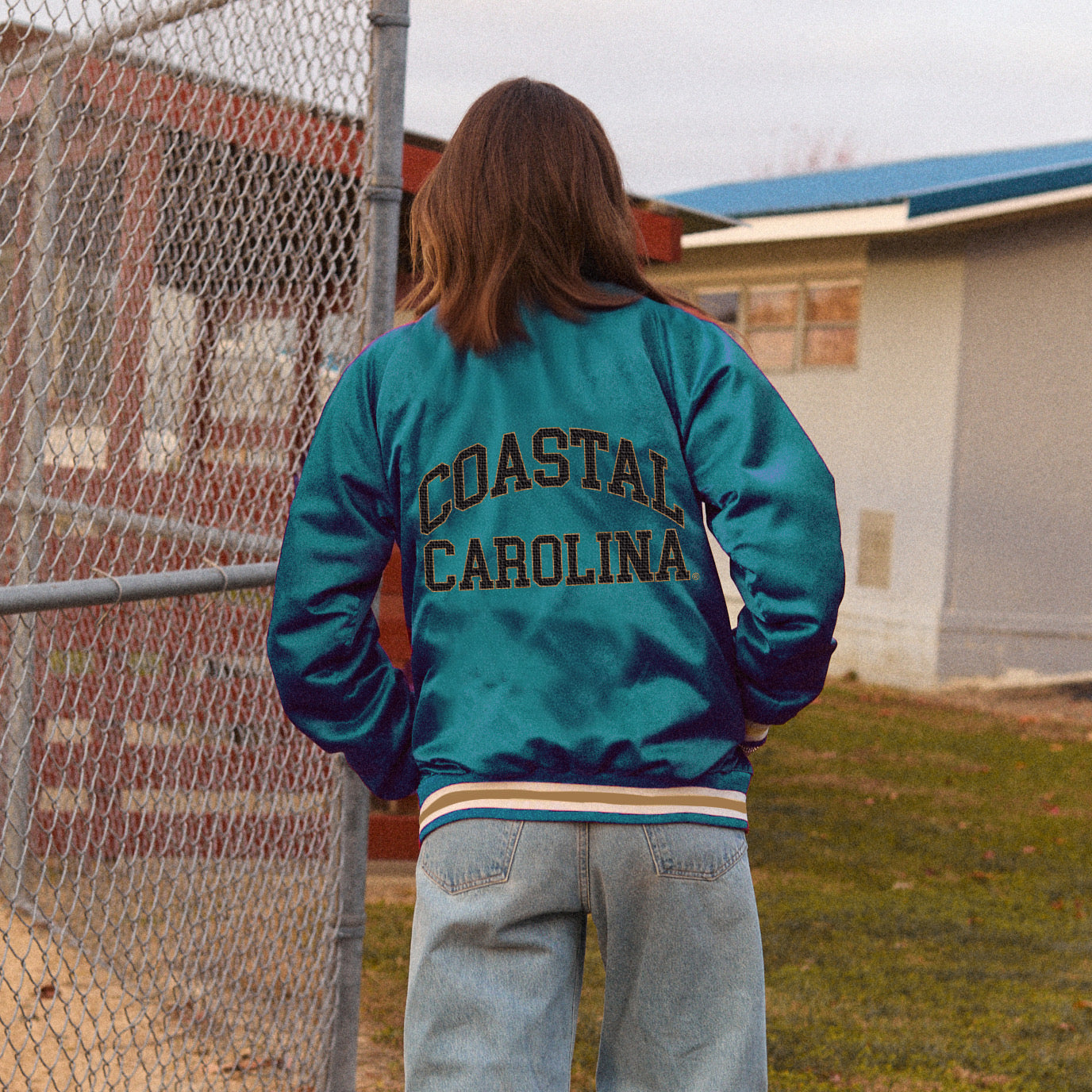 Coastal Carolina Satin Letterman Bomber Jacket | lojobands