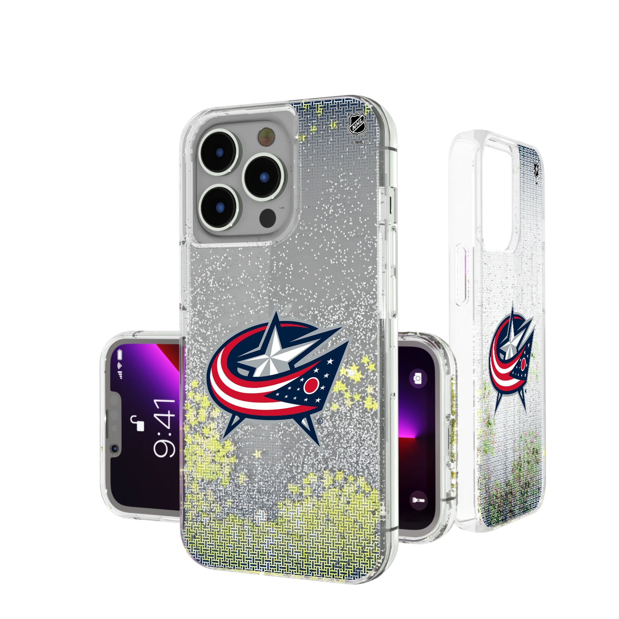 Columbus Blue Jackets Linen Glitter Phone Case 15