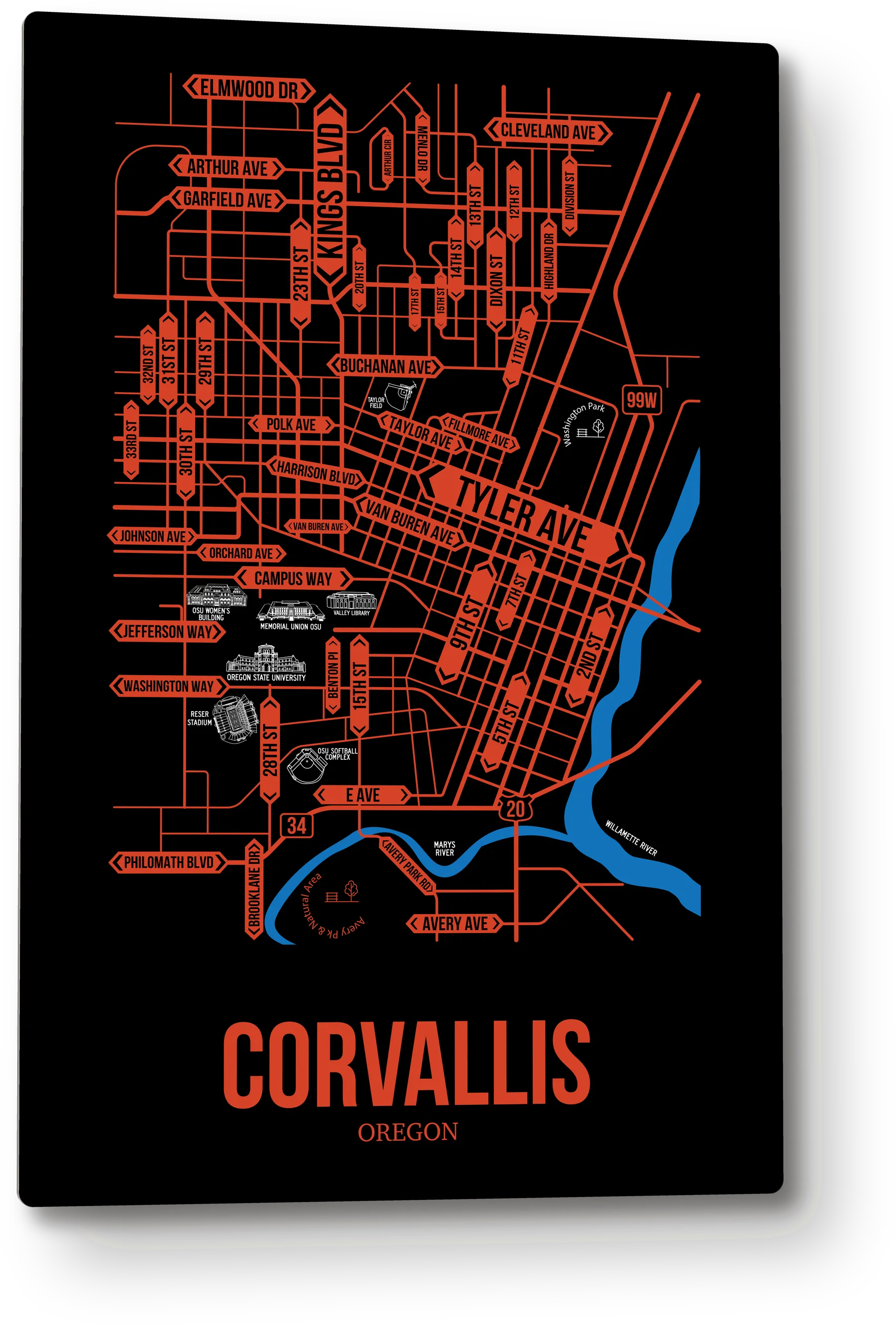 Corvallis, Oregon street map 1