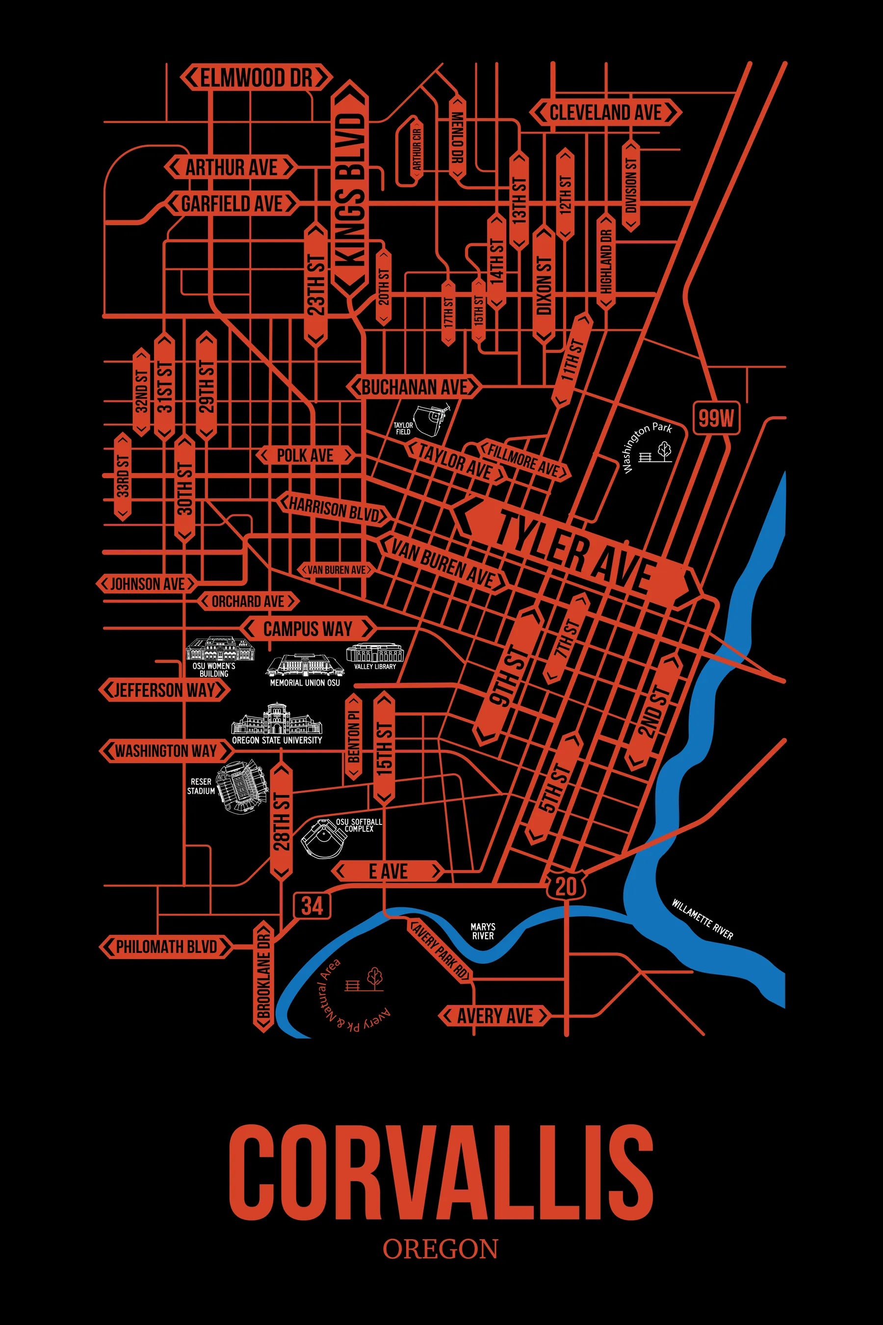 Corvallis, Oregon street map 7