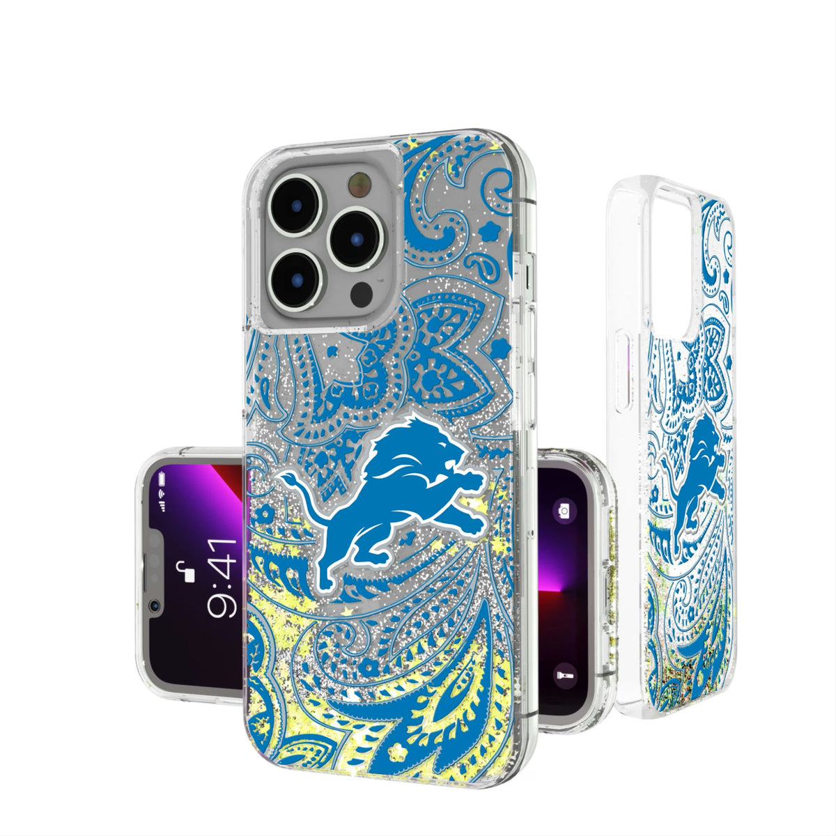 Detroit Lions Paisley Glitter Phone Case 18