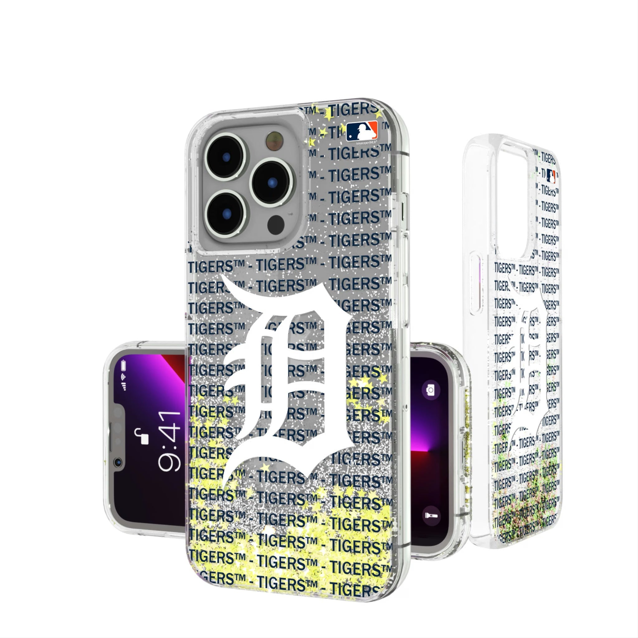 Detroit Tigers Text Backdrop Glitter Phone Case 17