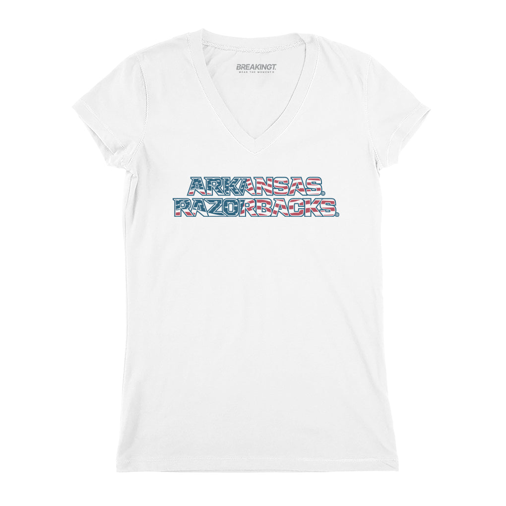 Arkansas Razorbacks: Patriotic Marks Wordmark Stack 3