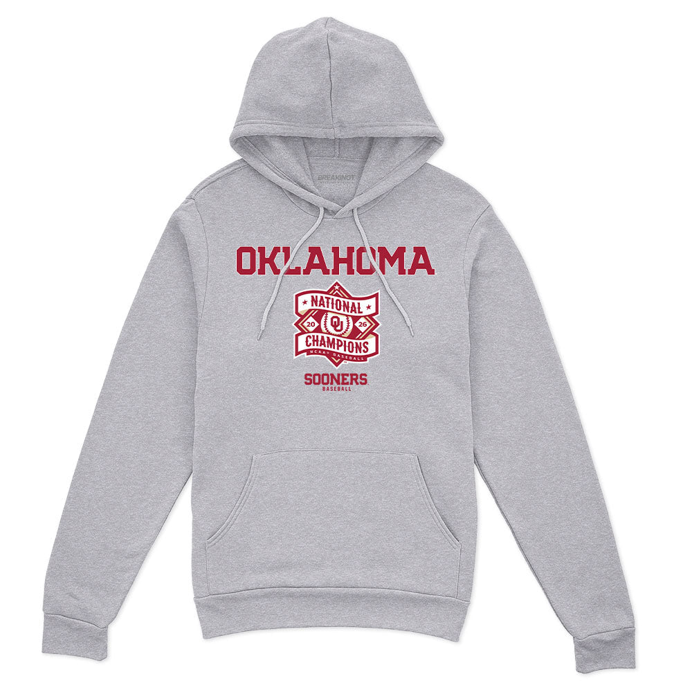 Oklahoma Baseball: 2026 National Champions Text Logo Stack 2