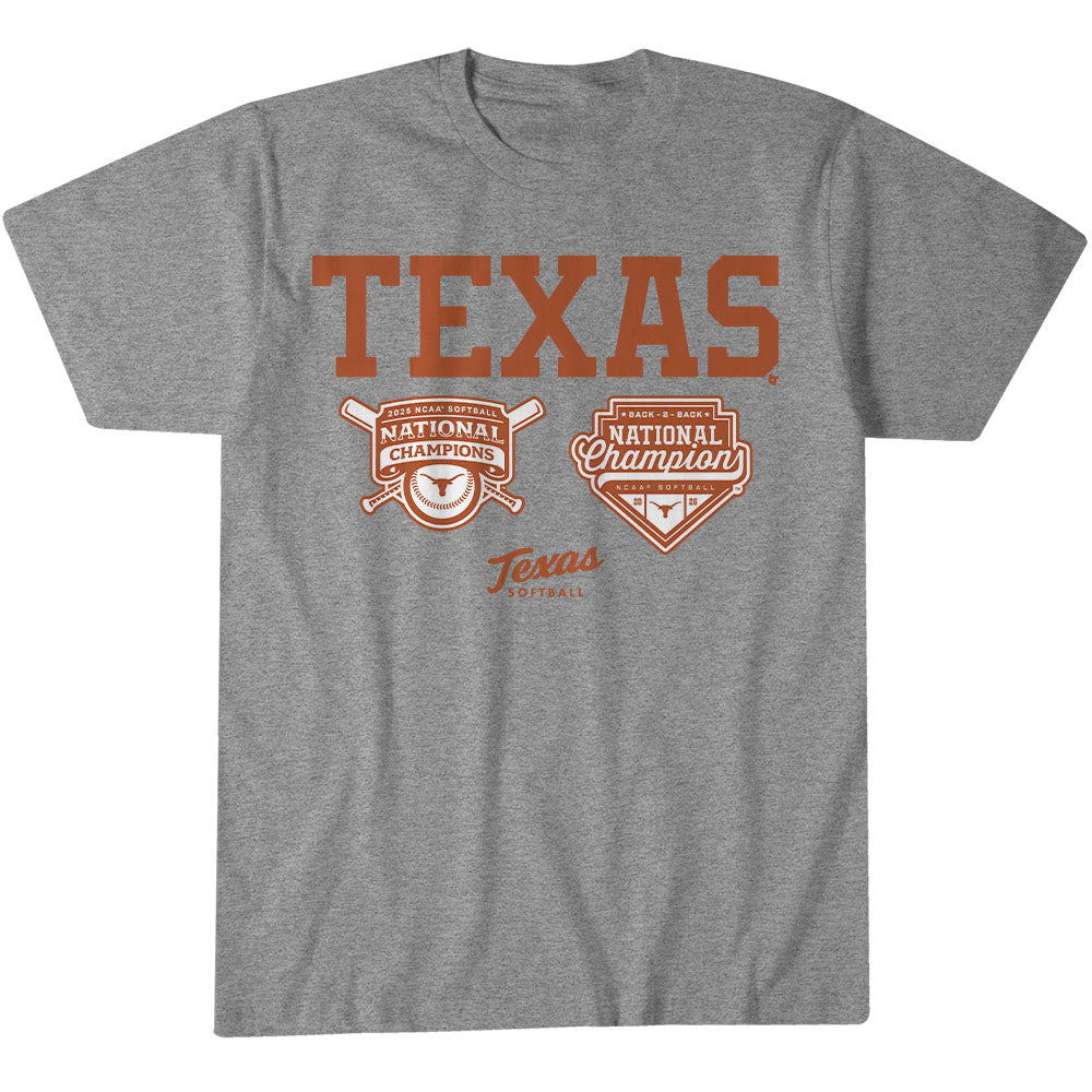 Texas Softball: Back-to-Back Champions Logos 1
