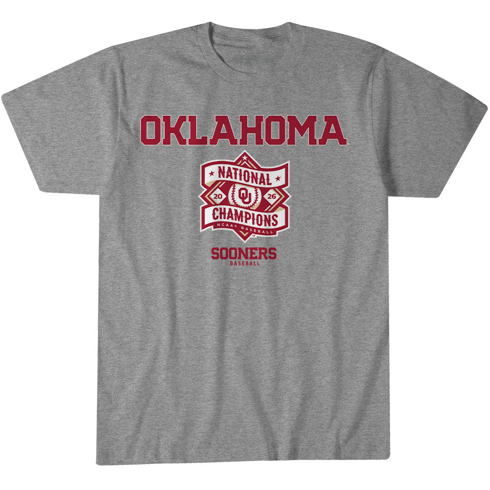 Oklahoma Baseball: 2026 National Champions Text Logo Stack 1