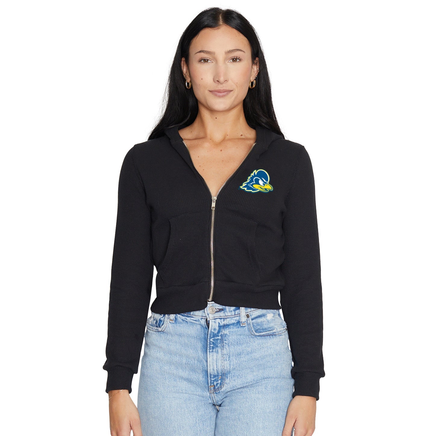 Delaware Blue Hens Waffle Knit Zip Up Hoodie | lojobands 7