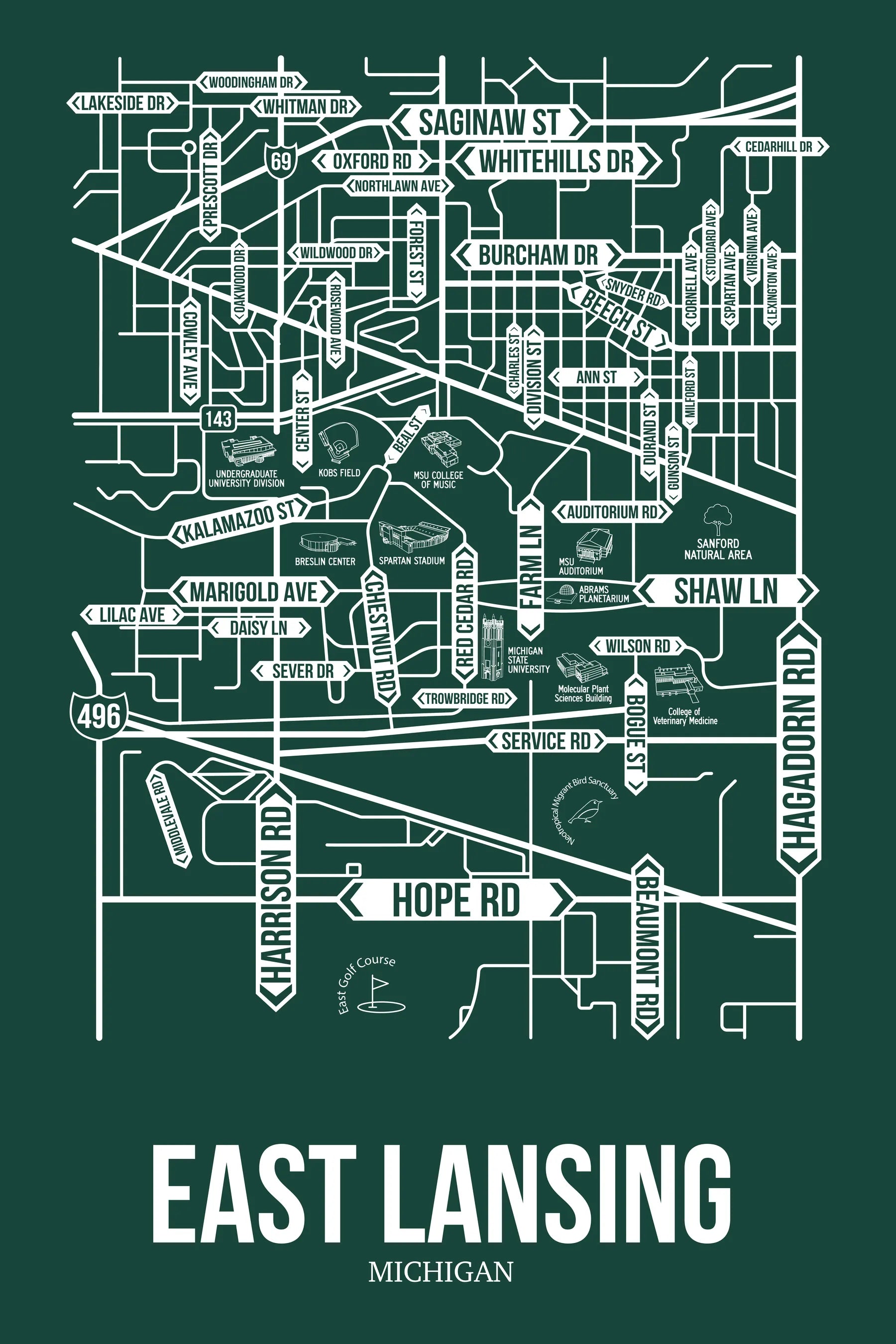 East Lansing, Michigan street map 7