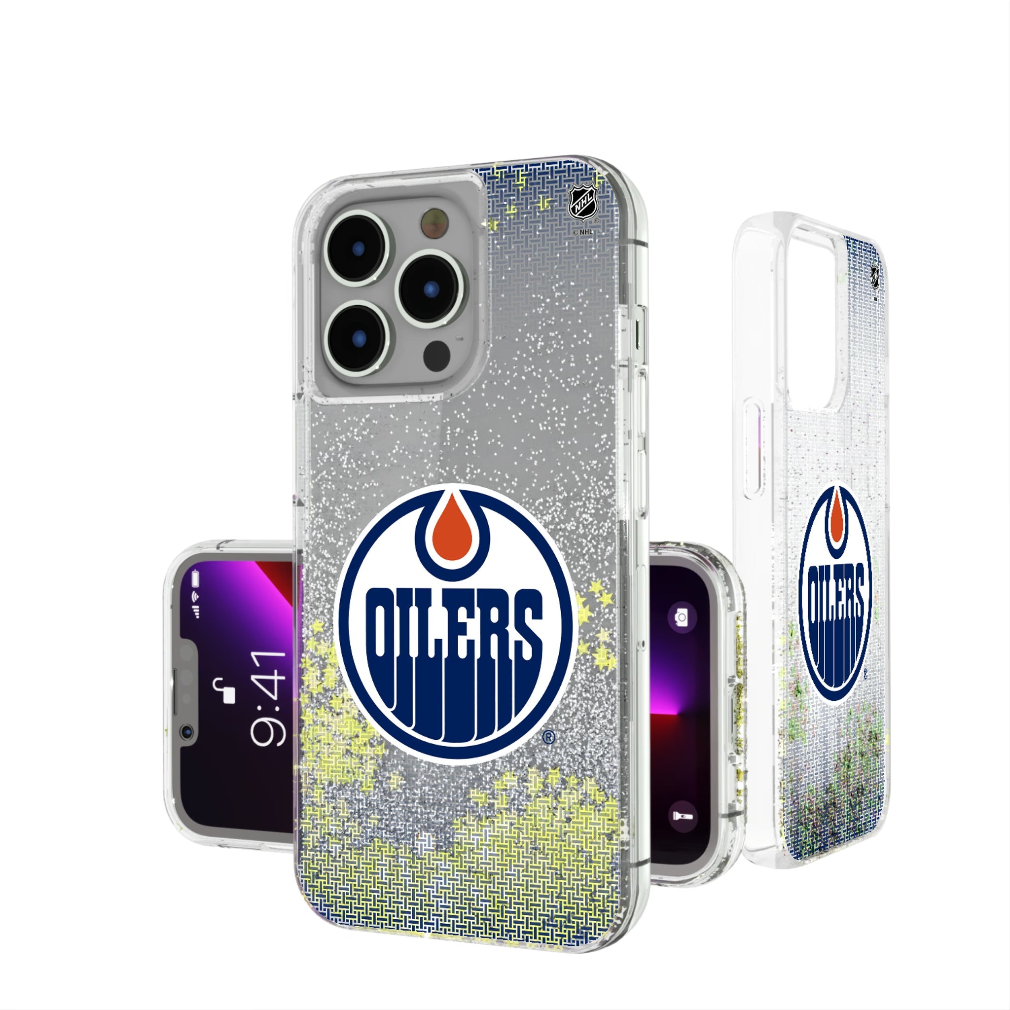 Edmonton Oilers Linen Glitter Phone Case 16