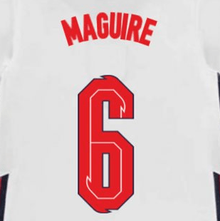 England 2020/22 Home Maguire #6 Jersey Name Set 1