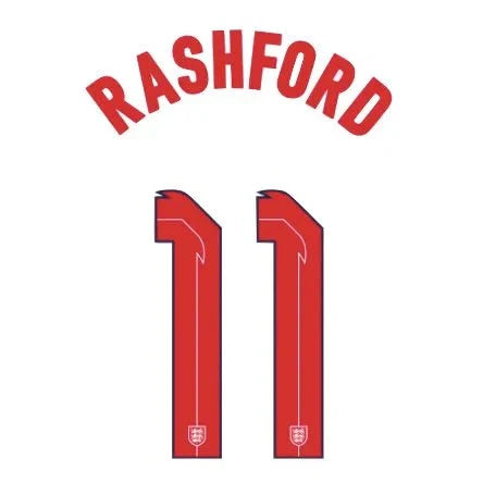 England 2020/22 Home Rashford #11 Jersey Name Set 1