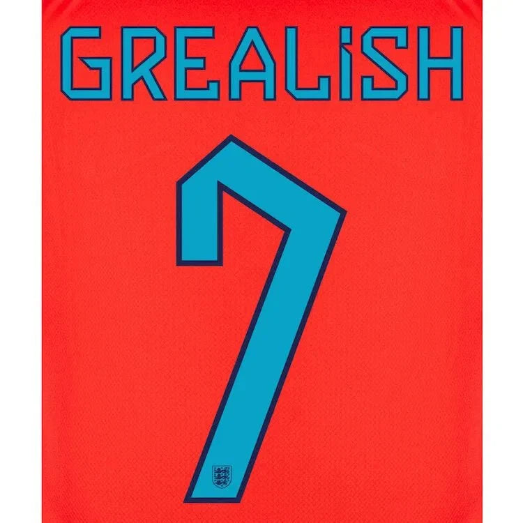 England 2022-23 Away Grealish #7 Jersey Name Set 1