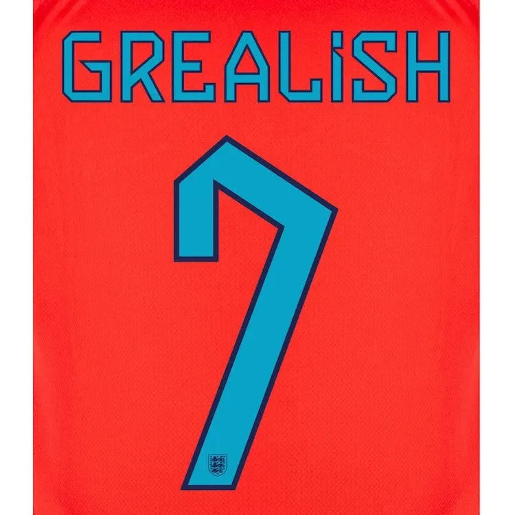 England 2022-23 Away Grealish #7 Youth Jersey Name Set 1