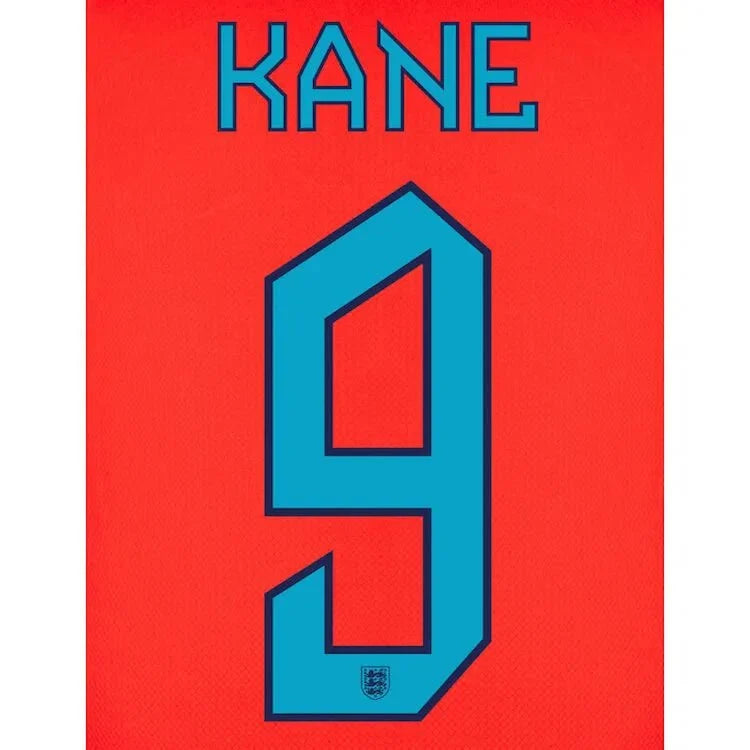 England 2022-23 Away Kane #9 Jersey Name Set 1