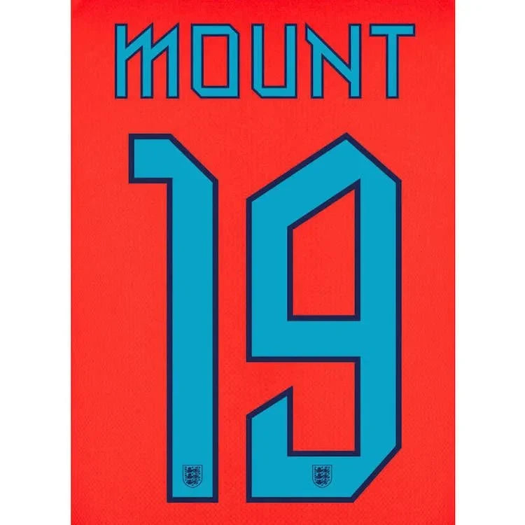 England 2022-23 Away Mount #19 Jersey Name Set 1