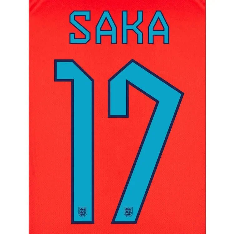 England 2022-23 Away Saka #7 Youth Jersey Name Set 1