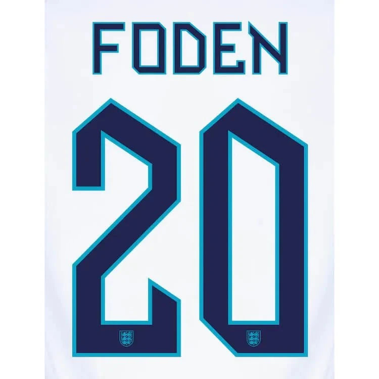 England 2022-23 Home Foden #20 Jersey Name Set 1
