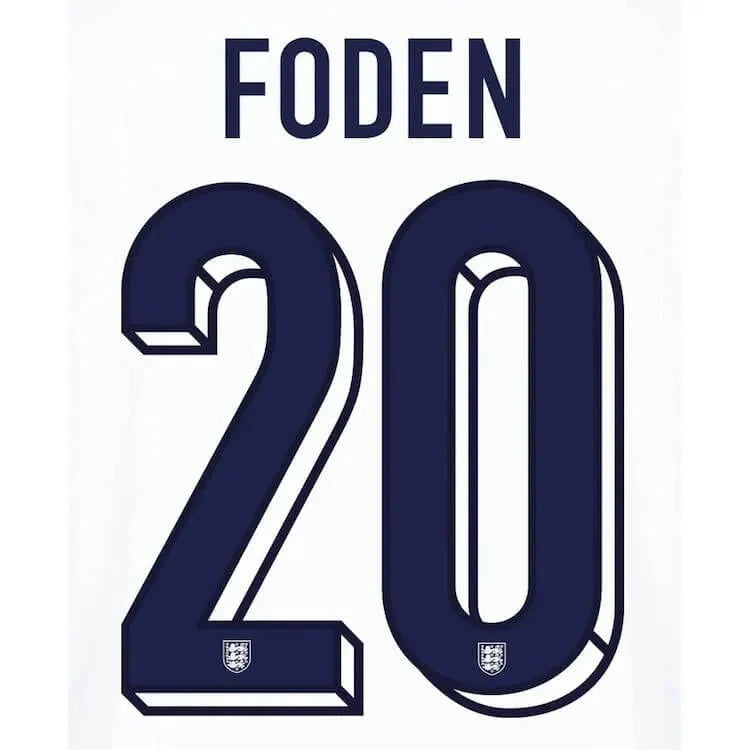England 2024/25 Home Foden #20 Jersey Name Set 1