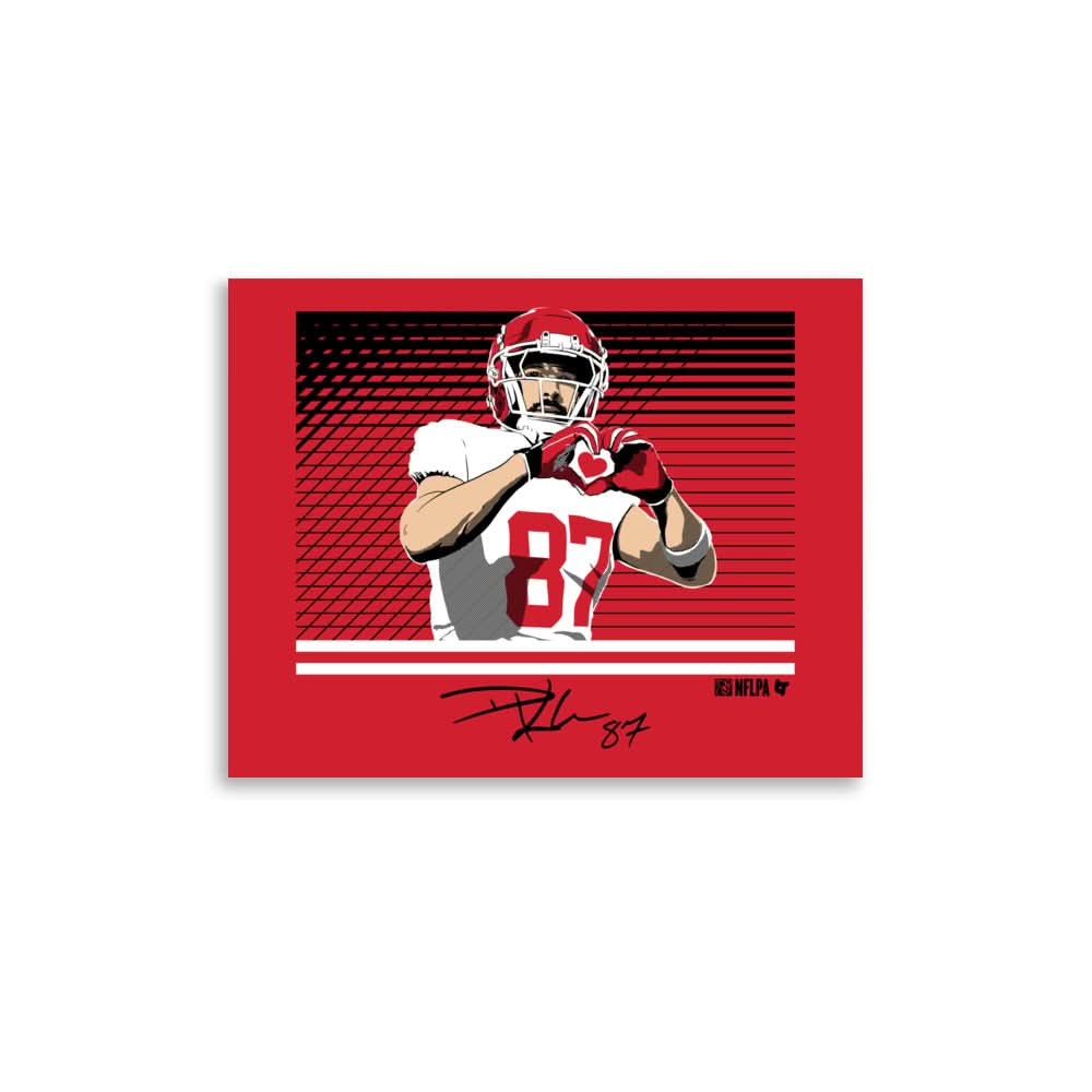 Travis Kelce: Throw Up the Heart Hands Art Print 1