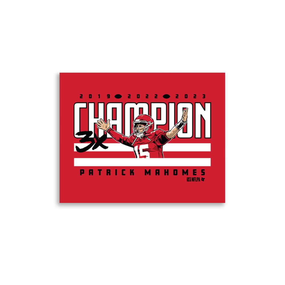 Patrick Mahomes: 3x World Champ Art Print 1