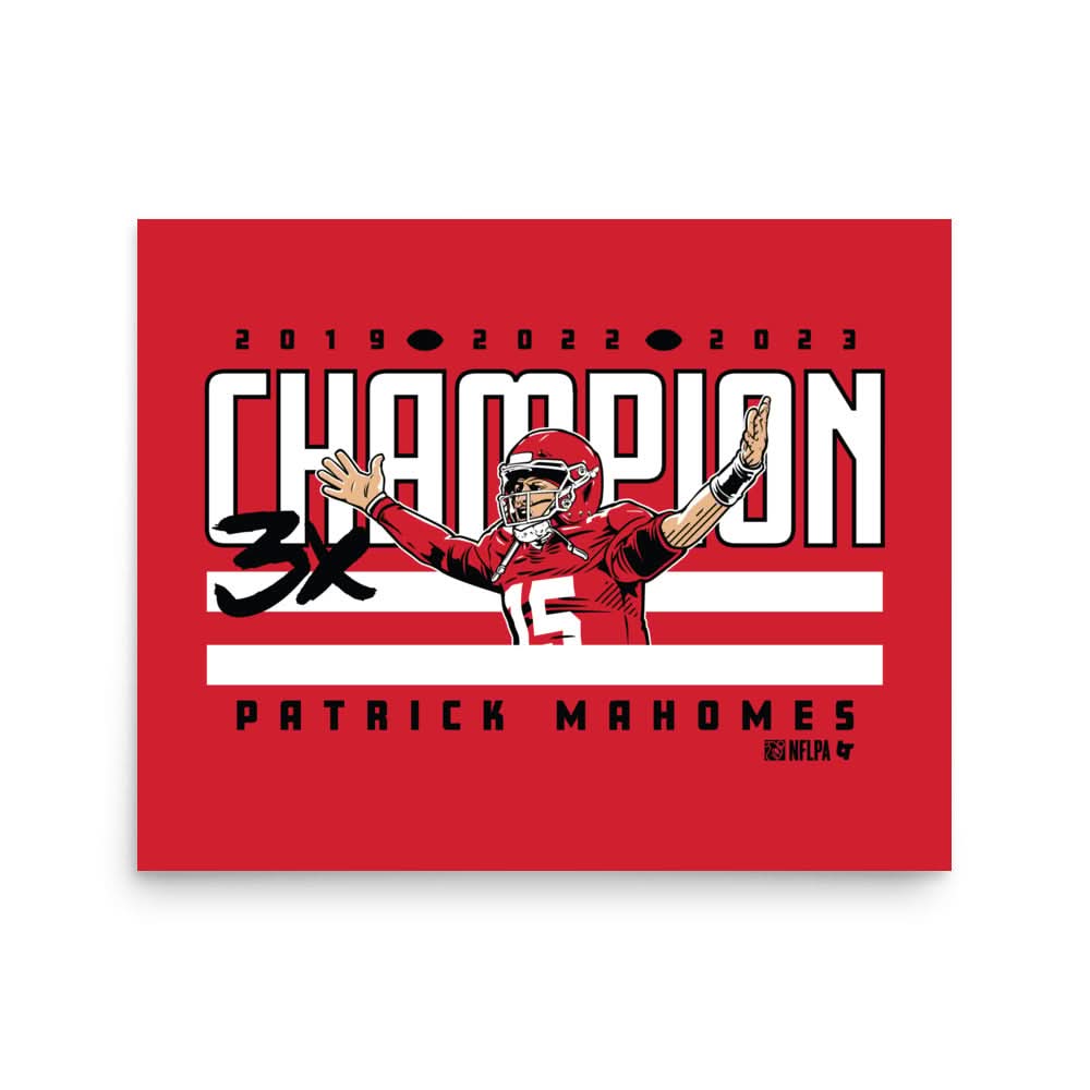 Patrick Mahomes: 3x World Champ Art Print 2