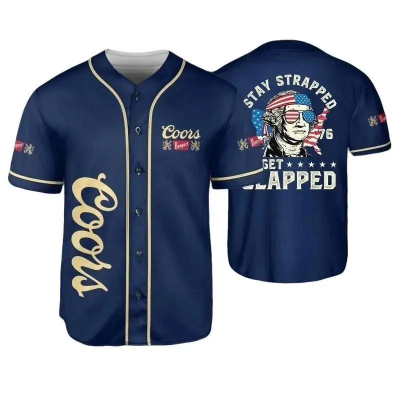 George Washington 1776 Baseball Jersey – 4th of July Coors Beer USA Flag Party Shirt 3