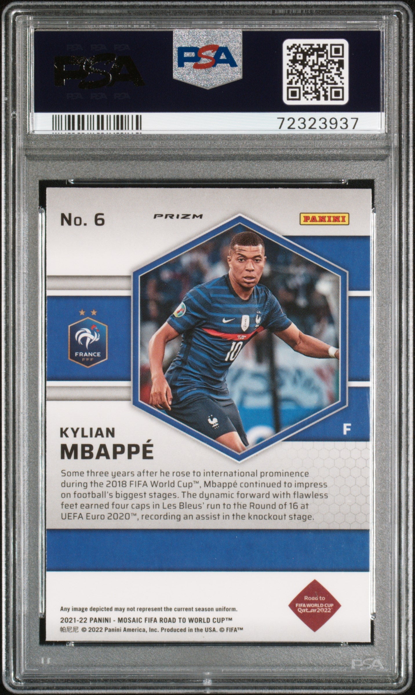 Graded 2021 Panini Mosaic FIFA Road to World Cup Kylian Mbappe #6 Reactive Red Soccer Card PSA 10 Gem Mint 2