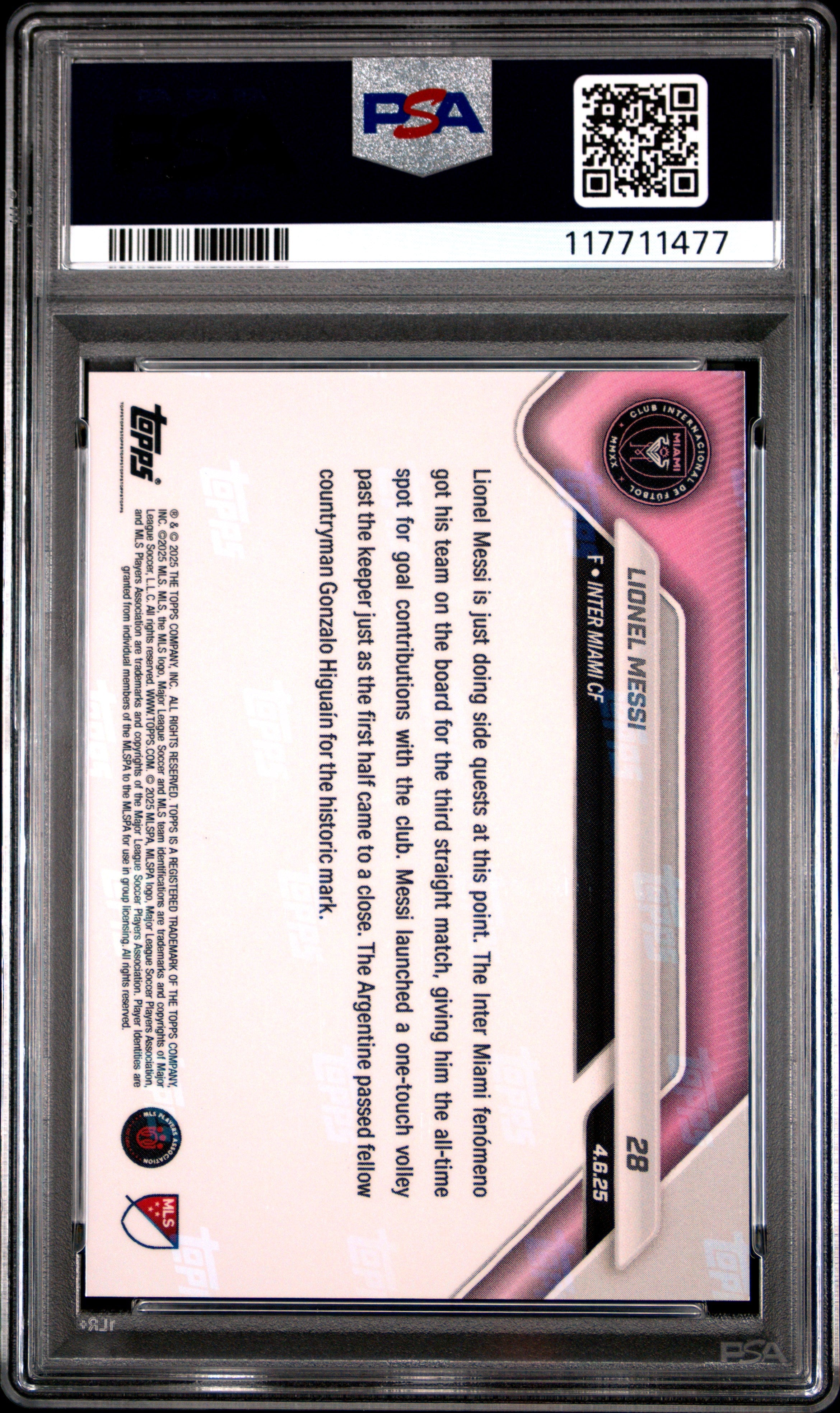 Graded 2025 Topps Now MLS Lionel Messi #28 All Time Franchise Goal Contriubutions Leader Soccer Card PSA 10 Gem Mint 2